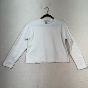 Tweeds Essential Crewneck Long-Sleeve White Thick Cotton Cable Knit Sweater VTG